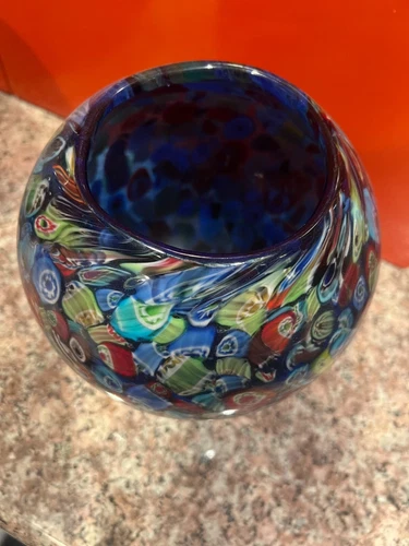 MURANO MILLEFIORI GLASS OLD VASE BRAND NEW IN OLD STOCK