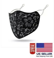 Black Lace Adjustable Face Mask Washable Reusable 100 Cotton US SELLER FAST SHIP