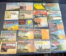 Lot of 20 Souvenir Vintage Postcard Folders Ensenada Miami New York Mt Rainier