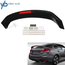 Rear Trunk Spoiler Wing w/ Led Brake Light Matte Black For 12-15 Honda Civic 4DR
