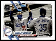 2021 Topps Series 1 #303 Hands Up! Masks Up! CL, SN2021    Los Angeles Dodgers