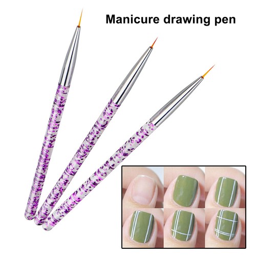 NICENEEDED 3er Set Nail Art Liner Pinsel – Für Präzise Linien & Details Auf Nägeln (Gelb, Lila, Blau)