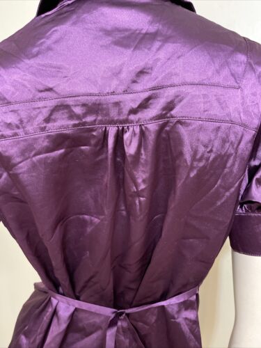 Women’s Purple Polyester Casual Classic Button Up Short Sleeve Size S Top Blouse - Picture 9 of 11