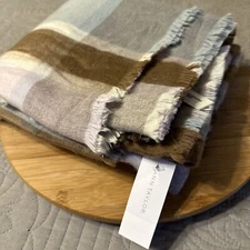 Ann Taylor Loft NWT Blanket Scarf Pastels/White Flannel Plaid Soft 80" X 29"