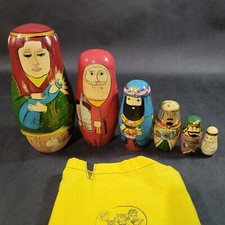 Nativity Christmas Nesting Doll Set Holy Family Authentic Models Wood Matryoshka