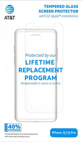 AT&T Tempered Glass Antimicrobial Screen Protector - iPhone 12/12 Pro - Clear - 第 1/3 張圖片