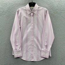 TALBOTS Shirt Womens Size 8 Button Up Blouse Top Striped Purple White