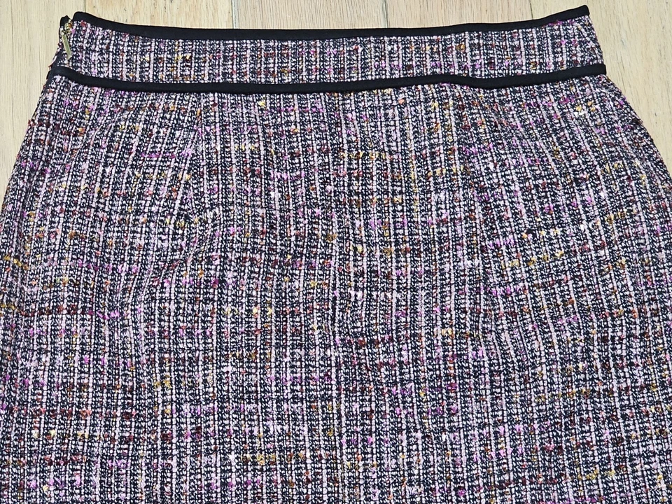 Kate Spade New York Women's Burgundy Sparkle Black A-Line Long Plaid Skirt - Image 4 of 4