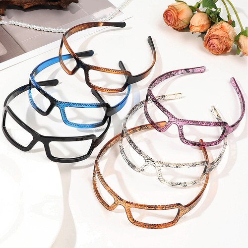 Sunglasses Frame Shape Hair Hoop Plastic Hairband with Non-Slip Teeth Vintage - Picture 3 of 18
