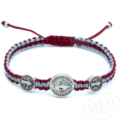 Gray/Maroon Saint St Benedict Medal Trinity Bracelet Pulsera De San Benito