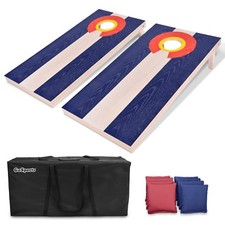 GoSports Colorado Flag Regulation 4'x2' Solid Wood Cornhole Bean Bag Toss Set