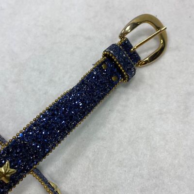Vintage Elite Blue Glitter Start Studded Belt M | eBay