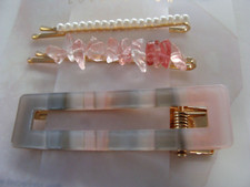 NIP 3pc Scunci Collection Hair Accesso Barrettes Hair Clips Pearl Stone Goldtone