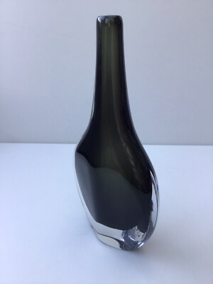 Nils Landberg für Orrefors Sommerso Rauch Dämmerung Axtkopf Kunstglas Vase 50er