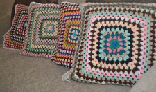 Copricuscino Nonna Quadrato Fatto a Mano Uncinetto Lana Maglia Colorato 16x16in