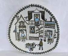 Vintage Figgjo Turi Design Norway Handpainted Silkscreen Village Scene Plate