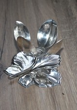 Kerzen Ständer Halter versilbert Quist Rose Blatt Blume 70er Jahre alt Vintage