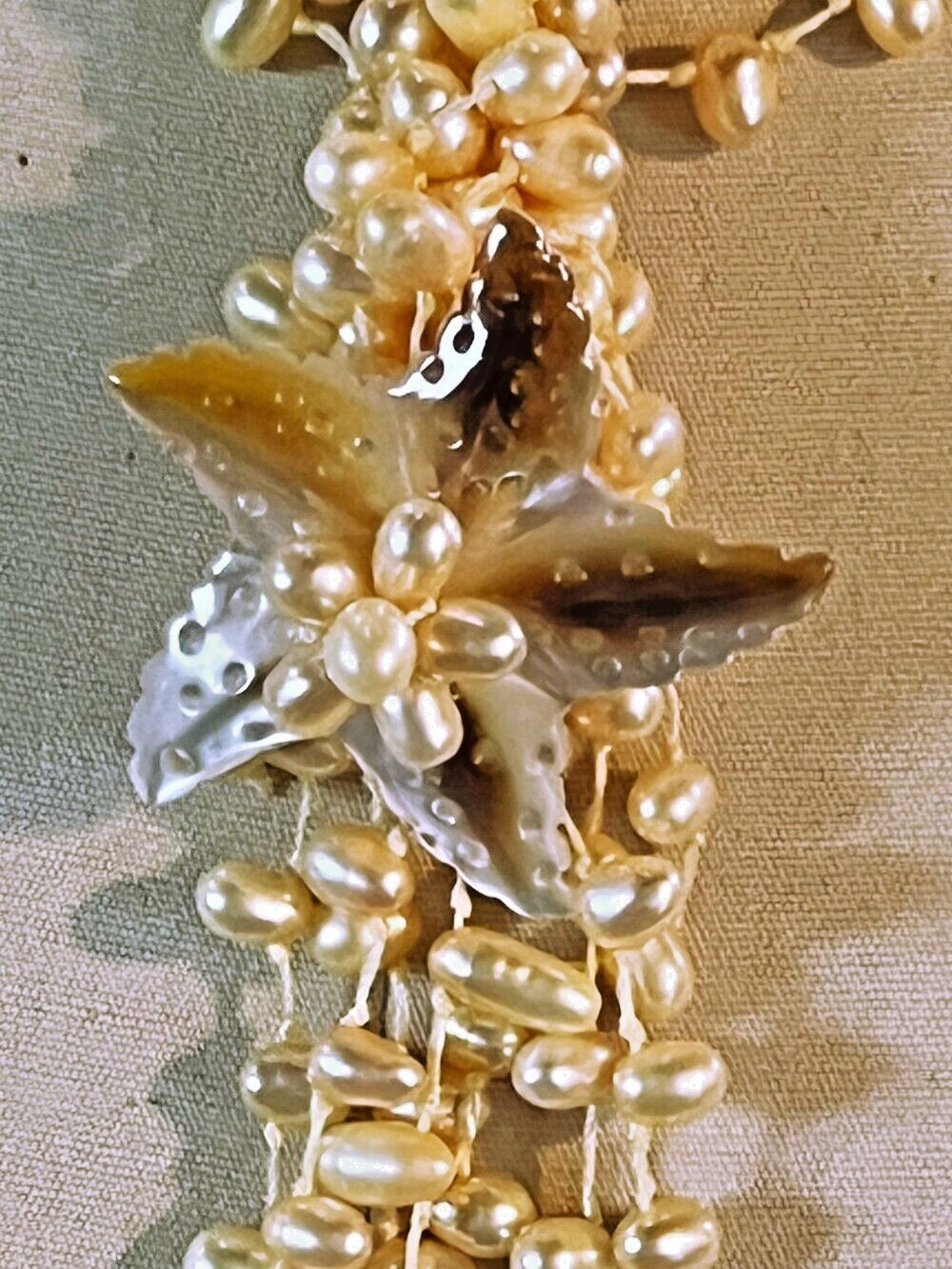 UNIQUE SEED PEARL SHELL MULTISTRAND NECKLACE STAR… - image 4