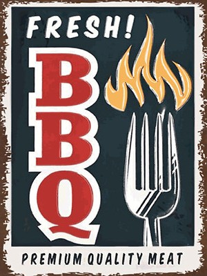 Blechschild 30x40 fresh BBQ Grill Premium Quality Wand Deko Cafe Sammler Geschen