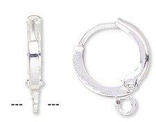 Ear Wire, 10 Silver Plated Brass 11mm Round Leverback Ear wires with Closed Loop