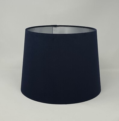Lampshade Tapered Navy Blue Velvet Brushed Silver Empire Light