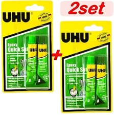 2Set UHU Epoxy Quick Set Glue, resistant to impact, humidity, heat, cold, 2x10ml
