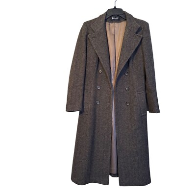 Vintage Forecaster Of Boston Brown Tweed Double-Breasted Wool Coat Sz 9/10