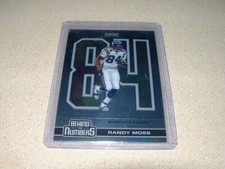 2020 PLAYOFF FOOTBALL RANDY MOSS BEHIND THE NUMBERS FOIL INSERT CARD