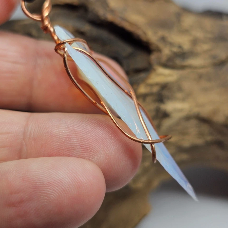 Colgante Punta de Flecha Opalita Grande Punta de Flecha Alambre de Cobre Cordón Collar Joyería Foto 4 de 4