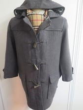 Genuine Burberry Wool Duffle Duffel Coat Raincoat M Uk 12 Euro 40 Us 8 Grey