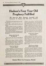 1920 Print Ad Hudson Motor Car Co. 4 Year Prophecy Fulfilled Detroit,Michigan