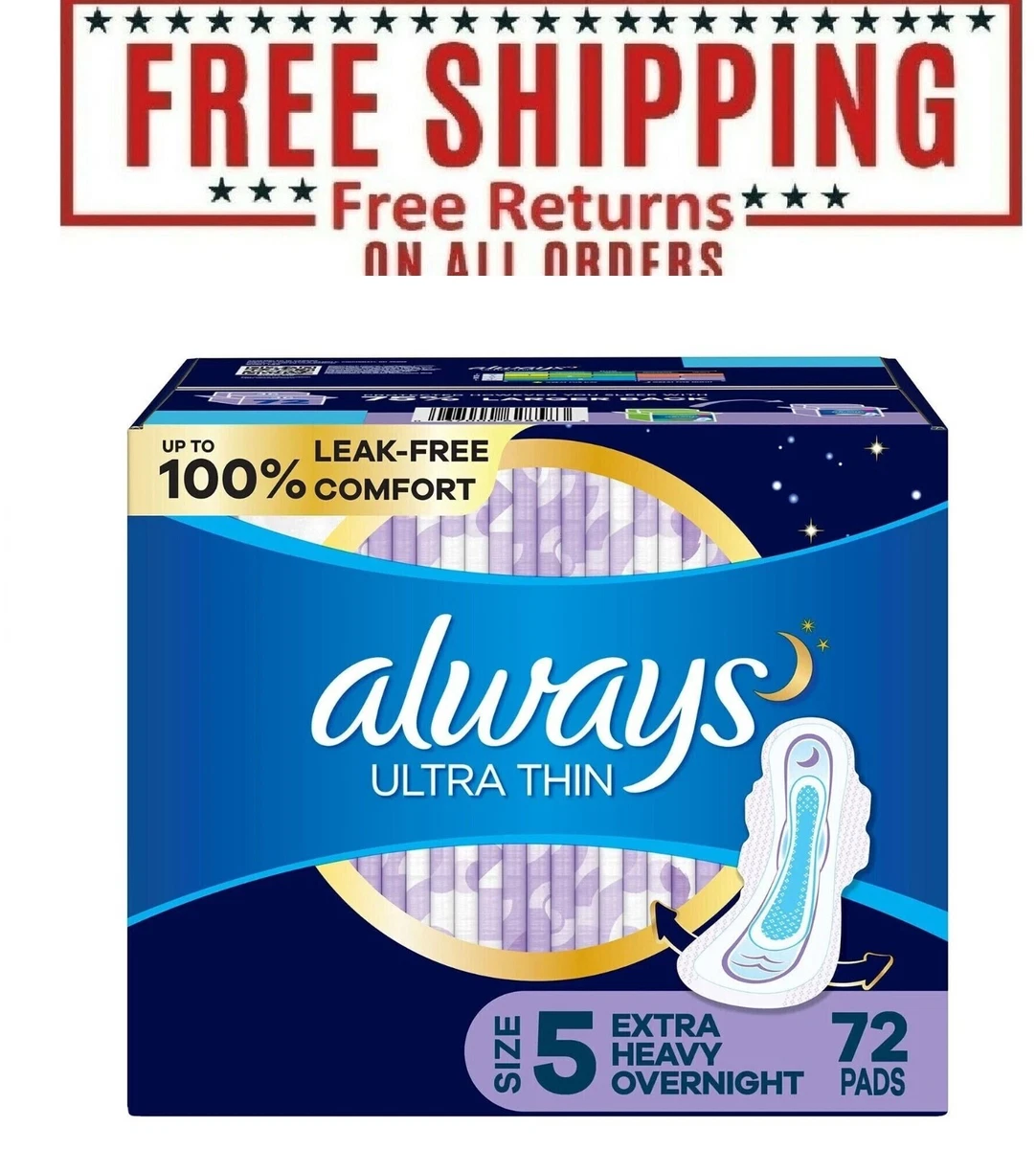 Buy Always Ultra Thin Pads Extra Heavy Overnight with Wings Unscented at