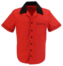 Mens Retro Red Rockabilly Bowling Shirts