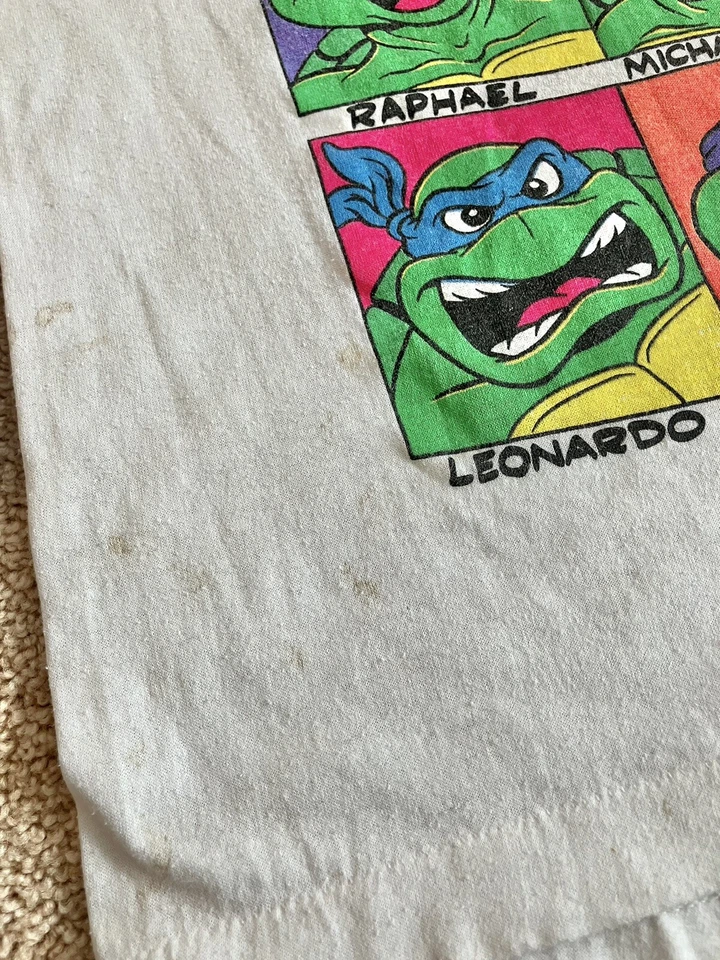 TMNT 1990 Детская Винтажная Выцветшая Промо Рубашка Mirage Искусственно состаренная Молодежная M Мультфильм 90-е - Изображение 4 из 4