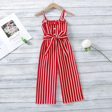 Girls Casual Stringy Selvedge Striped Jumpsuit sz 6yrs