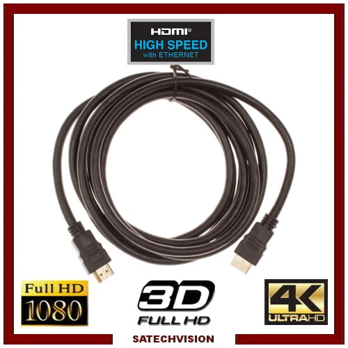Cordon câble HDMI mâle / mâle connecteur plaqué Or 3 m Full HD 3D Ultra HD - Photo 1/1