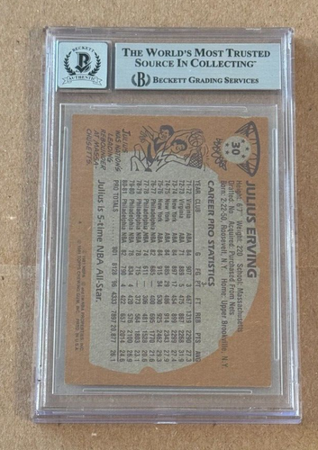 JULIUS ERVING SIGNED 1981-82 TOPPS AUTO GRADE 10 BECKETT BAS PHILADELPHIA 76ERS - Picture 2 of 2