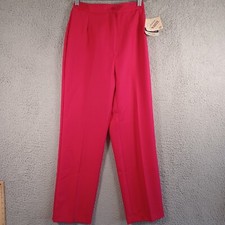 Vintage Jamie White Womens Bright Maroon Dress Pants Size 10 Petite Comfortable