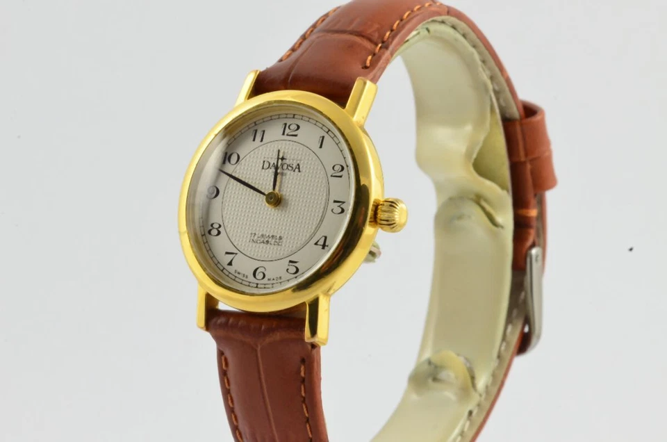 DAVOSA DAMEN UHR QUARZ VINTAGE 25MM STAHL VERGOLDET ARMBANDUHR VINTAGE RAR - Bild 3 von 4