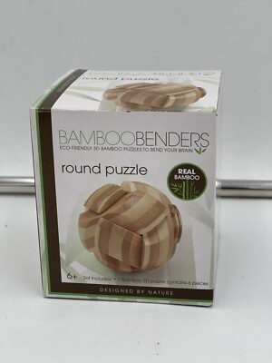  Bamboo Benders Eco-Friendly 3-D Bamboo Round Puzzle - Level Medium, Real Bamboo