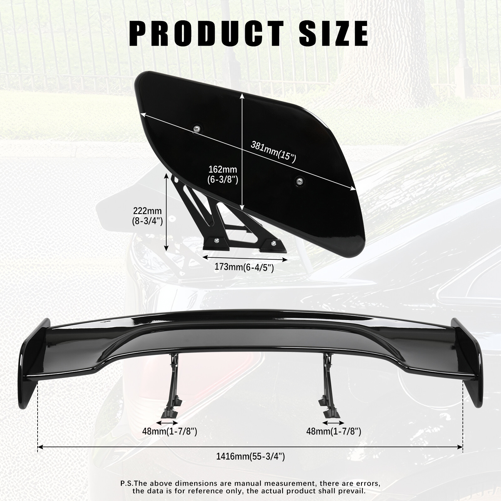 57'' Rear Trunk Spoiler Wing GT Style Racing Lip ABS Glossy For Honda Acura NSX
