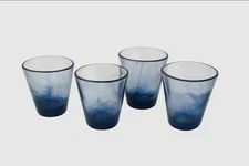 Vintage Blue Ombré Glass Tumblers Set of 4