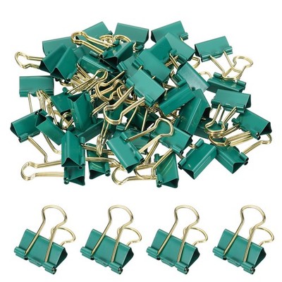 0.75'' Binder Clips, 50 Pcs Paper Clamps with Gold Wire Handles, Deep Green