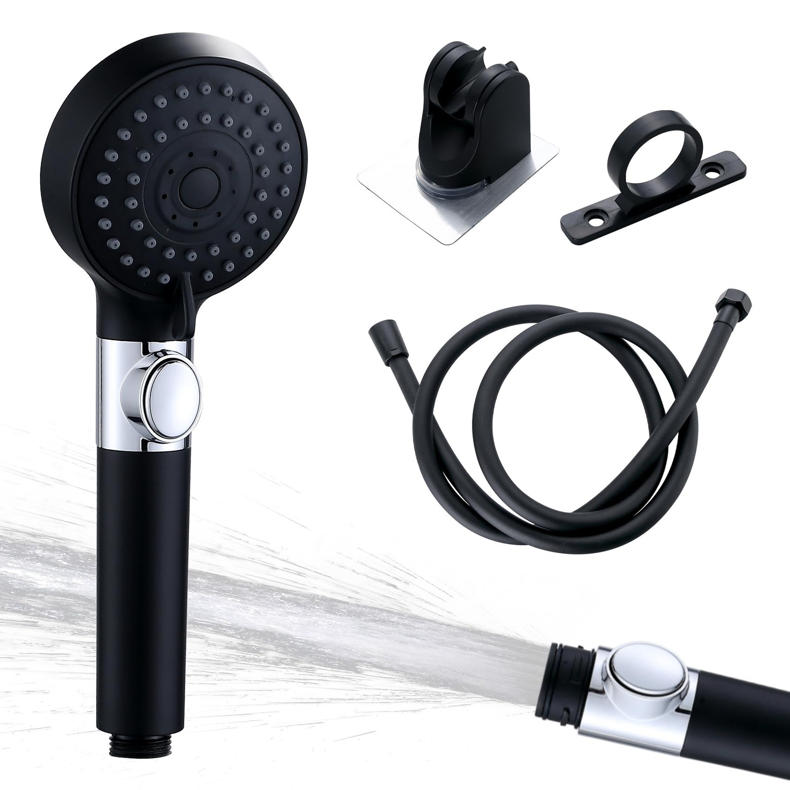 RV Shower Head with On Off Switch and Hose.High Pressure Handheld 5 Spray Mod...