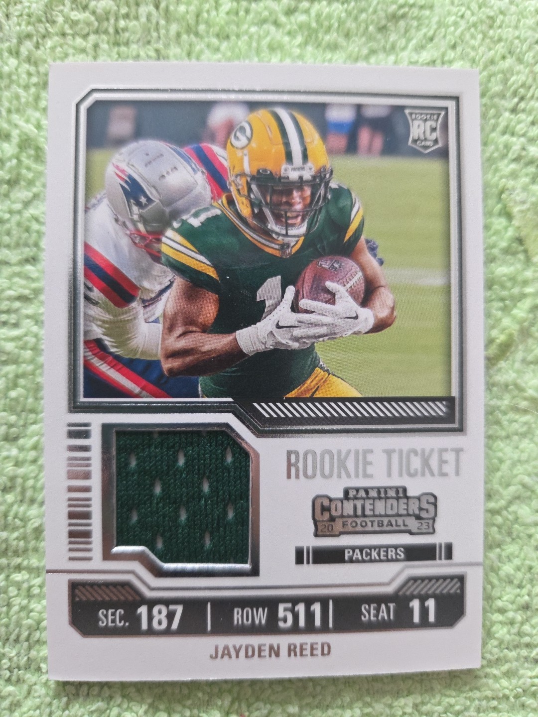 2023 Panini Contenders Rookie Ticket Swatches Jayden Reed #TS18V Variations RC