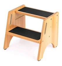 StrongTek Wooden Step Stool, 15" Dual Height Step Stools for Kids