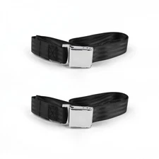 Ford Mustang 1967 - 1970  Airplane 2pt Black Lap Bucket Seat Belt Kit - 2 Belts 