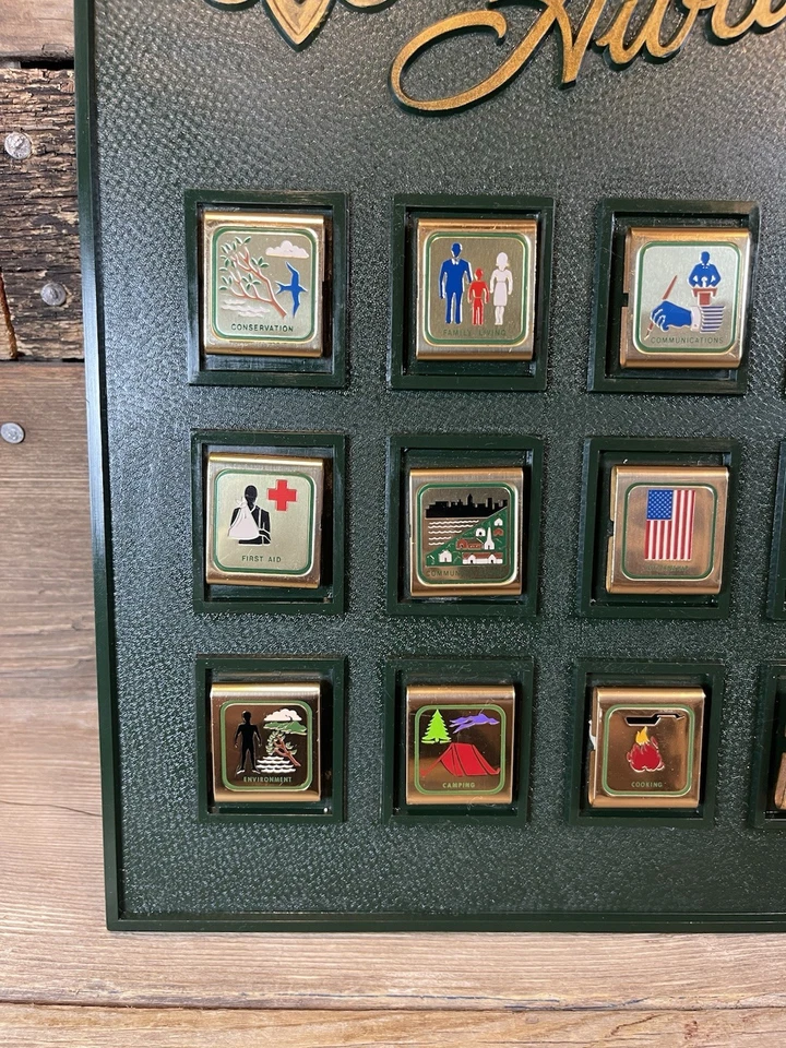 1970'S BSA BOY SCOUTS OF AMERICA SKILL AWARDS CINTO LOOP PLACA DE EXIBIÇÃO - Imagem 2 de 4