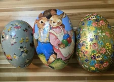 Three Antique German Paper Mache Eggs/ Easter Candy Container Egg  W. German