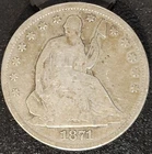 1871 S San Francisco Mint Seated Liberty Half Dollar Harder to Find Date